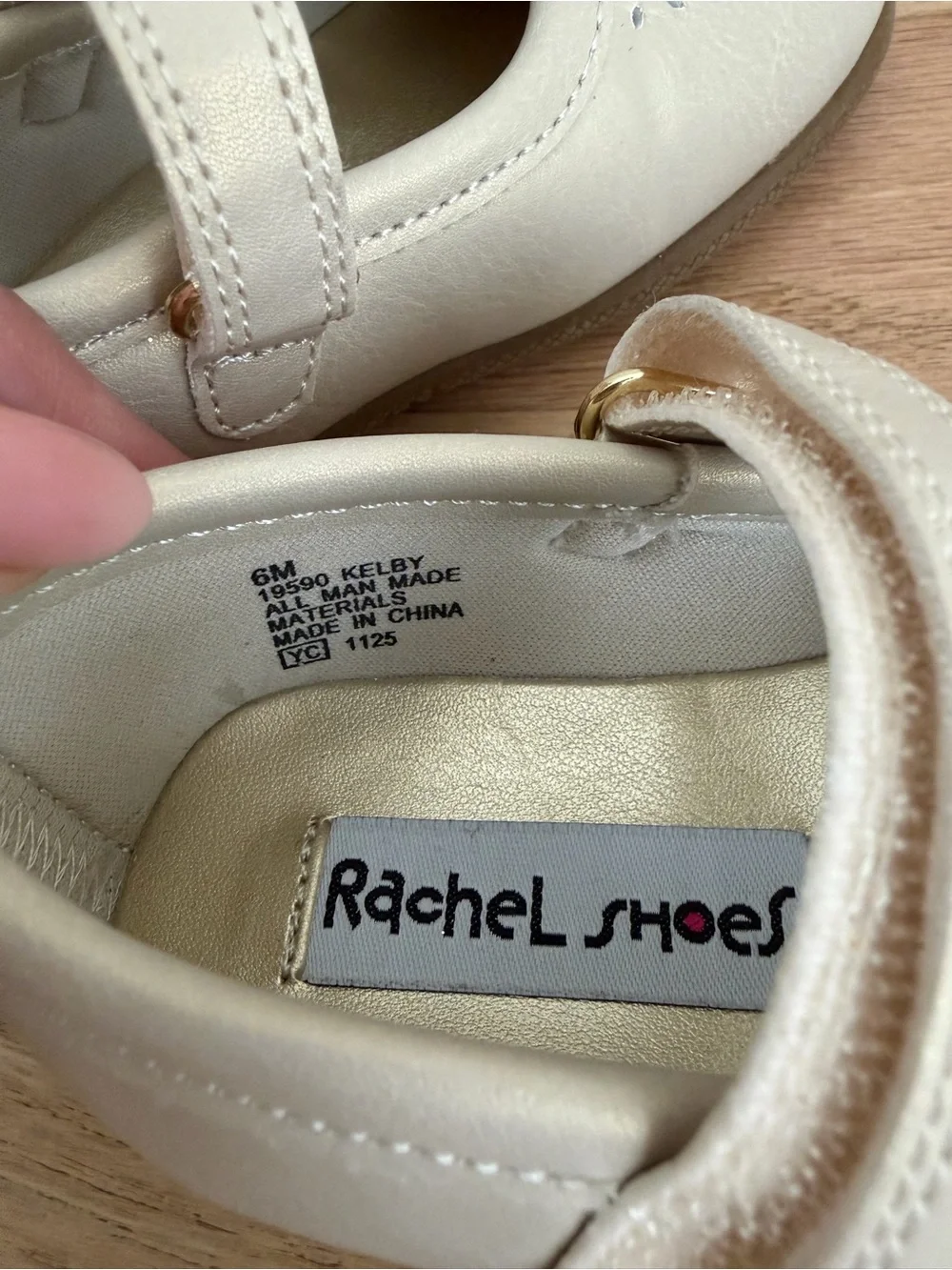 Rachel Shoes Beige Pearl Girls Mary Jane Flats with Floral Gems